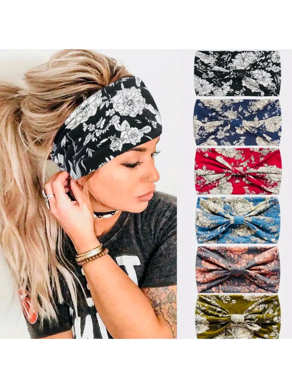 New - Thick Boho Chic Headband - Greens